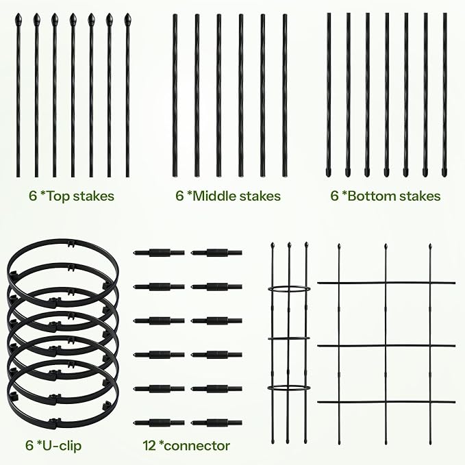 2 Pack Garden Trellis, 47" Trellis for Potted Plants, Tomato Cages, Plant Cages & Supports for Vines Crop, Plant Trellis for Climbing Plants Indoor Outdoor,Flower, Vines, Vegetable, Pots