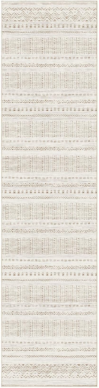 cotiled Hallway 2.6x8 Runner Rugs Washable Boho Moroccan Soft Rug | Solve Modern Neutral Trendy Home Decor - Stain Resistan Carpet for Entryway Kitchen Laundry Room Brown Cream