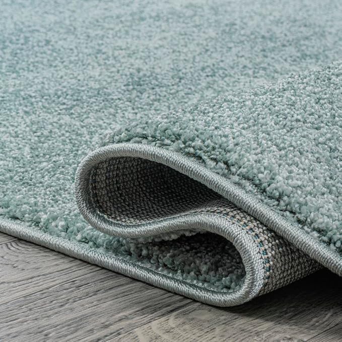 JONATHAN Y Haze Solid Low-Pile Aqua Blue 5' Round Indoor Area Rug, Coastal,Bohemian,Minimalist,Classic, Easy-Cleaning for Living Room,Bedroom,Kitchen,Pet Friendly,Non-Shedding (SEU100S-5R)