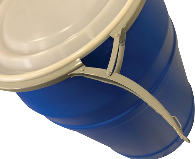 Eagle 55 Gallon Plastic Drum with Lid, Metal Lever-Lock, 36.4"x22.5", Open Head Lab Pack Drum Made of Durable, Lightweight HDPE, Withstands Weather and Chemicals, Made in USA, Blue, 1656MB