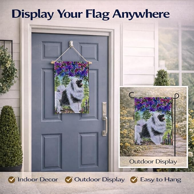 Caroline's Treasures SS8063GF Keeshond Garden Flag Mailbox Flag Decorative Yard Flag Banner Outside Patio Artwork Yard Flower Beds, Garden Size, Multicolor
