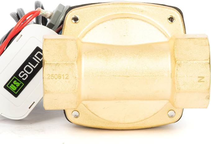 Solenoid Valve 1-1/4 in U.S. Solid Smart WiFi Brass 110V AC Normally Closed with App Remote Control for Water Irrigation and Automation