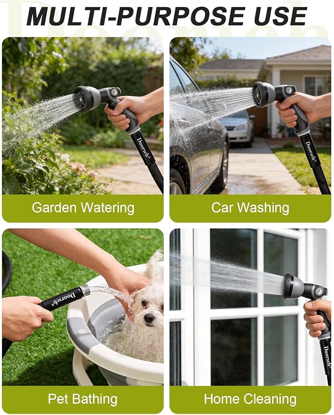 Garden Hose, Lightweight, Ultra Flexible, Durable, Kink-Free Water Hose - Made of TPU, Drinking Water Safe Material, Non-Shrinking, Easy to Store, All-Weather, Black (100 FT)