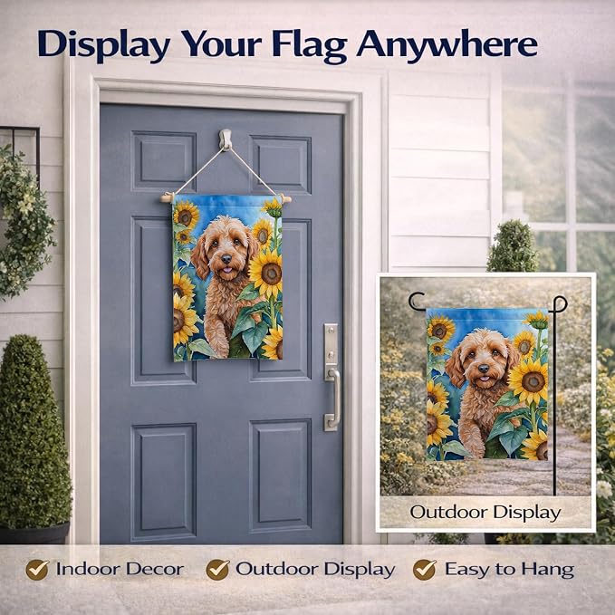 Caroline's Treasures DAC6057GF Cockapoo in Sunflowers Garden Flag Mailbox Flag Decorative Yard Flag Banner Outside Patio Artwork Yard Flower Beds, Garden Size, Multicolor