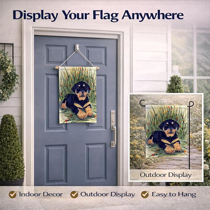 Caroline's Treasures SS8107GF Rottweiler Garden Flag Mailbox Flag Decorative Yard Flag Banner Outside Patio Artwork Yard Flower Beds, Garden Size, Multicolor