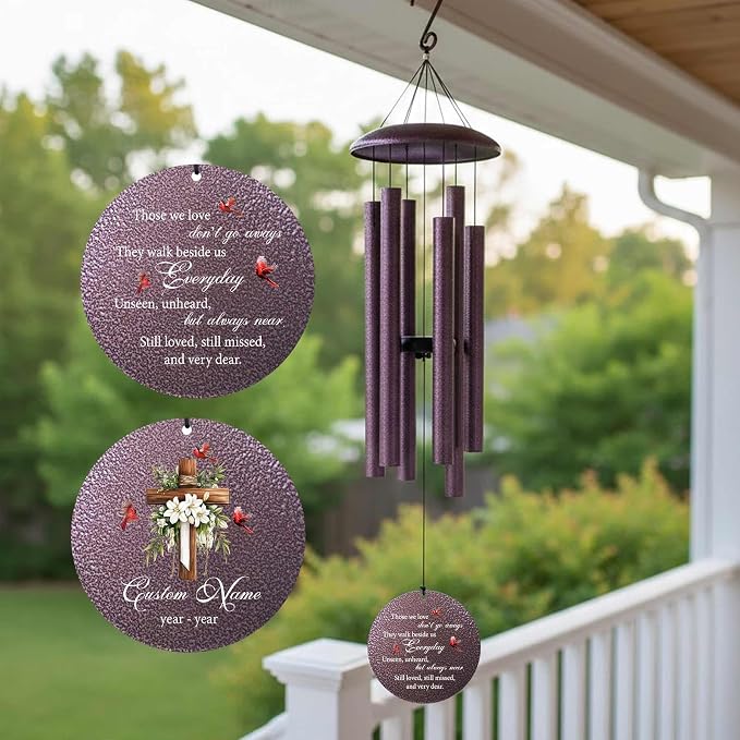 Customized Windchimes in Memory of a Loved One, Memorial Wind Chimes for Loss of Loved One, Sympathy Gifts for Bereavement Remembrance