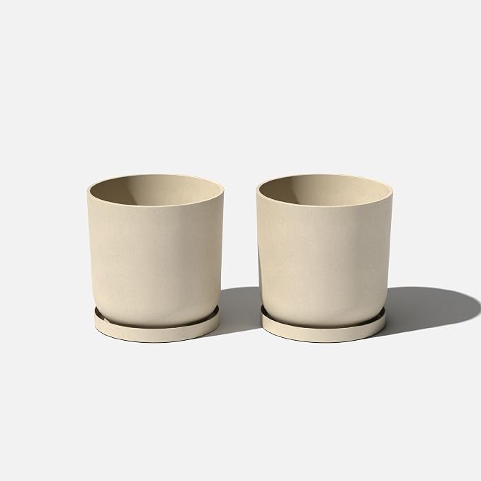 Veradek Mason Series Lima Planter - Round Planter for Indoor or Outdoor Porch/Garden | Made from Plastic-Stone Composite with Drainage Holes | Modern Décor for Succulents, Flowers, Small Plants