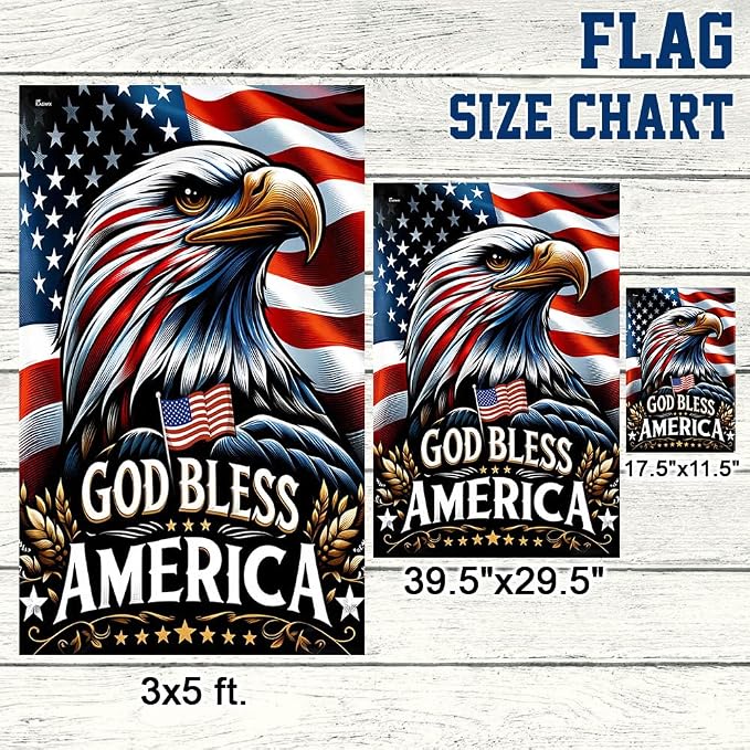 FLAGWIX American Flag - Patriotic Eagle God Bless America Flag MLN2548F, House Flag (29.5" x 39.5") - USA Flags Premium Polyester - Decorative Indoor Outdoor Flag