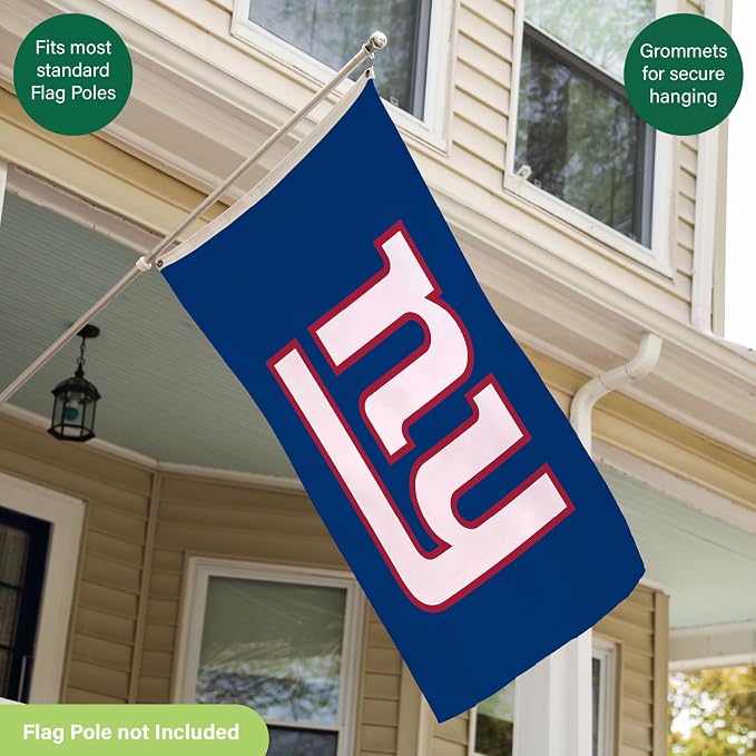 Team Sports America NFL New York Giants 3 x 5 Outdoor Durable House Flag with Grommets | Sport Team Flag & Banner | Indoor Wall Decor Flag for Room | Works with Flag Poles for Outside House