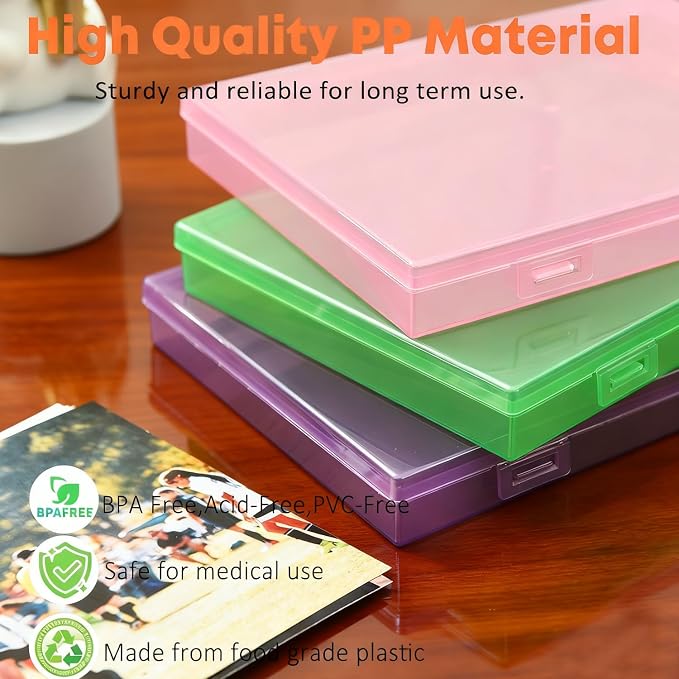 NINU Photo Storage Box with Handle, 5" x 7" Photo Organizer Storage Container with 18 Inner Case and 1 Sheet Blank Labels for Pictures, Arts, Crafts, Sewing, Seeds, Office Supplies (Colorful)