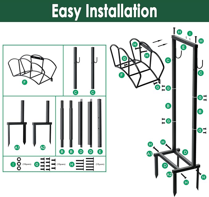 Garden Hose Holder, Heavy Duty Water Hose Holders, Sturdy Metal Hose Stand, Hose Organizer, Water Hose Hanger Rack, Hose Reel Storage Stake hold 150Ft Water Hoses, for Patio, Lawn, Garden