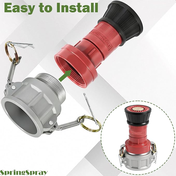 2" NPSH Aluminum Camlock Fitting Coupling With Heavy-Duty Industrial Fire Hose Nozzle 2 inch Fire Equipment Constant Flow Fog Nozzle