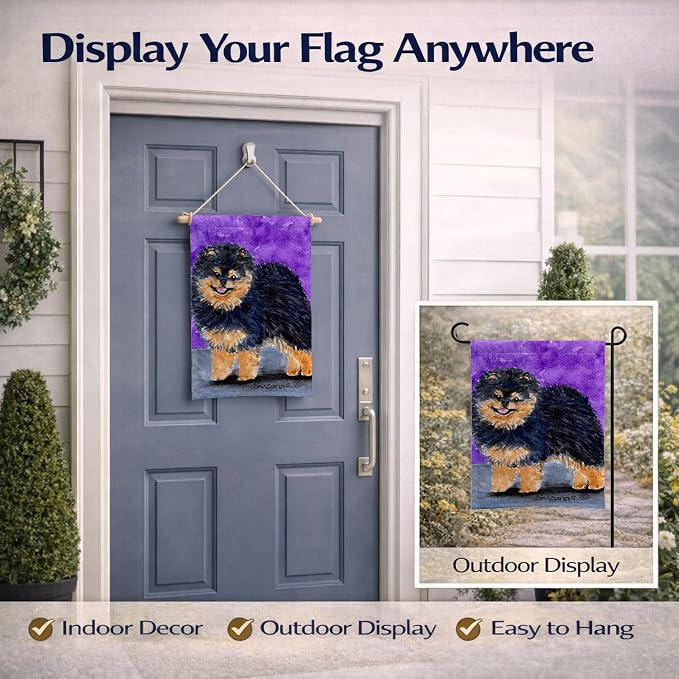 Caroline's Treasures SS8687GF Pomeranian Garden Flag Mailbox Flag Decorative Yard Flag Banner Outside Patio Artwork Yard Flower Beds, Garden Size, Multicolor
