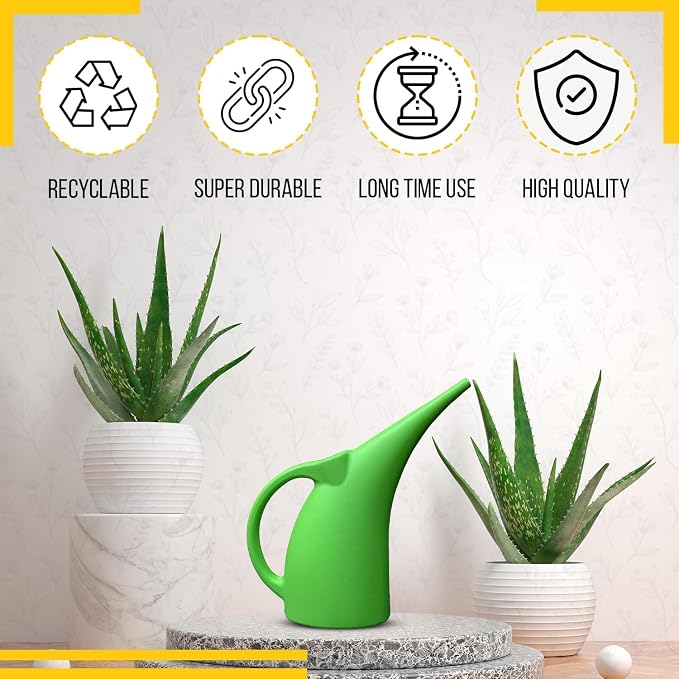 2 Pack 1/2 Gallon Green Watering Can β Small Plastic Plant Waterer for Indoor & Outdoor Use β Lightweight Garden Tool with Easy Pour Spout β Ideal for Flowers, Herbs & Lawns