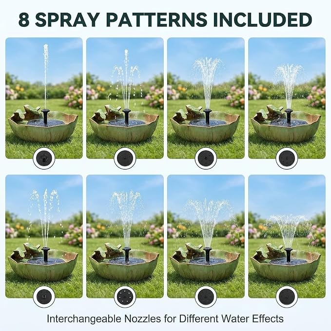 Large Ceramic Bird Bath Bowl with Solar Powered Fountain, Solar Bird Bath Fountain for Outdoors, Hummingbird Solar Water Fountain for Bird Bath, Tabletop Garden Bird Bath for Patio Yard Outdoor Décor