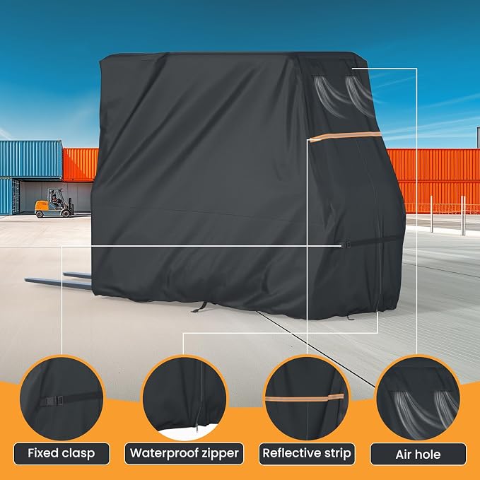 BENVOL Forklift Cover, Fit 3000-5000lbs, Waterproof, Dustproof, UV-Proof, 420DSilver-Coated Waterproof Oxford Cloth, All-Season Protection Forklift Cab Cover, (102 "*45" *82 "Inches)