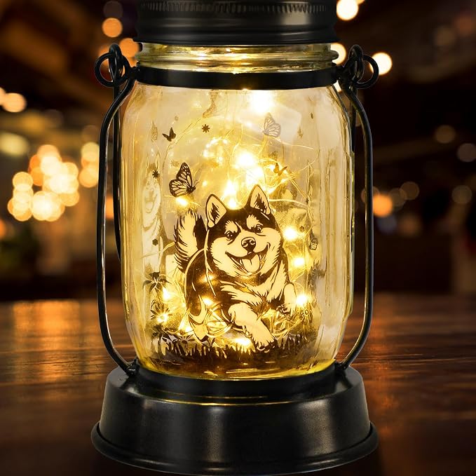 kyoryuger Shiba Inu Gifts for Women/Men Shiba Inu Solar Lanterns Mom Birthday Shibe Dog Lovers Lantern Pet Loss Animal Doge Memorial Lights Solar Garden Decor for Yard, Patio,Backyard,Porch Torches