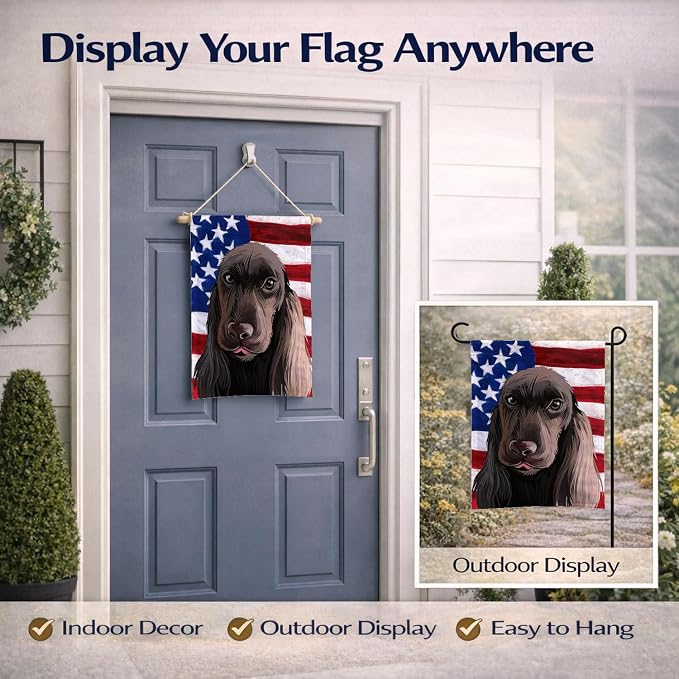Caroline's Treasures CK6521GF Field Spaniel Dog American Flag Garden Flag Mailbox Flag Decorative Yard Flag Banner Outside Patio Artwork Yard Flower Beds, Garden Size, Multicolor