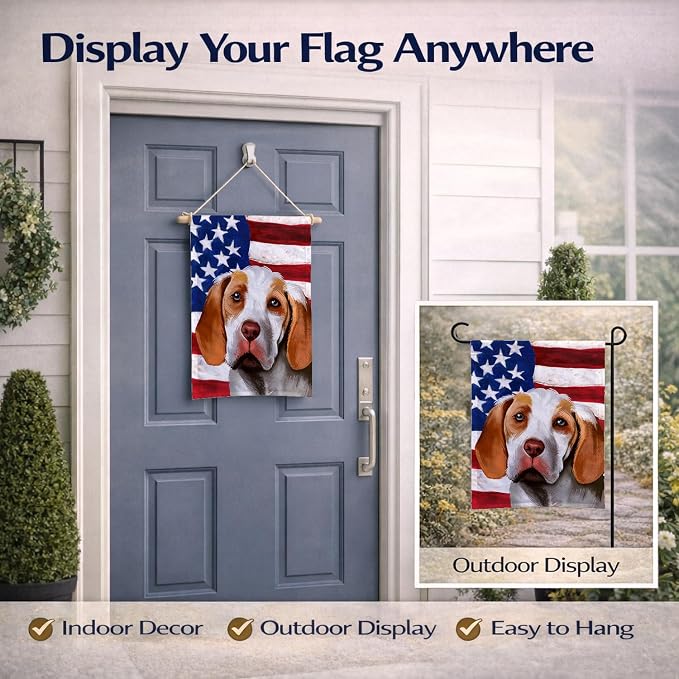 Caroline's Treasures CK6406GF Ariege Pointer Dog American Flag Garden Flag Mailbox Flag Decorative Yard Flag Banner Outside Patio Artwork Yard Flower Beds, Garden Size, Multicolor