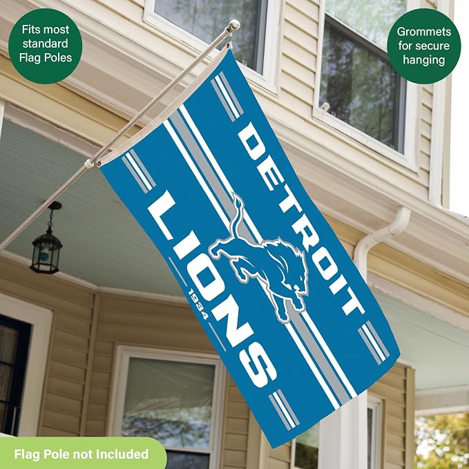 NFL Detroit Lions Vintage Flag | 3 x 5 Outdoor Flag with Grommets | Heavy Duty Banner for Garden Patio Decoration | Indoor Wall Decor for Room | Works with Flagpoles for Outside House (Detroit Lions-Vintage)