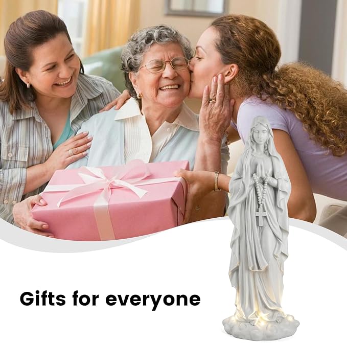 VChymm Virgin Mary Statue 31.49 Inch Religious Garden Statue Solar Mary Statue Outdoor Yard Patio Deck Home Entryway Hallway Sculpture