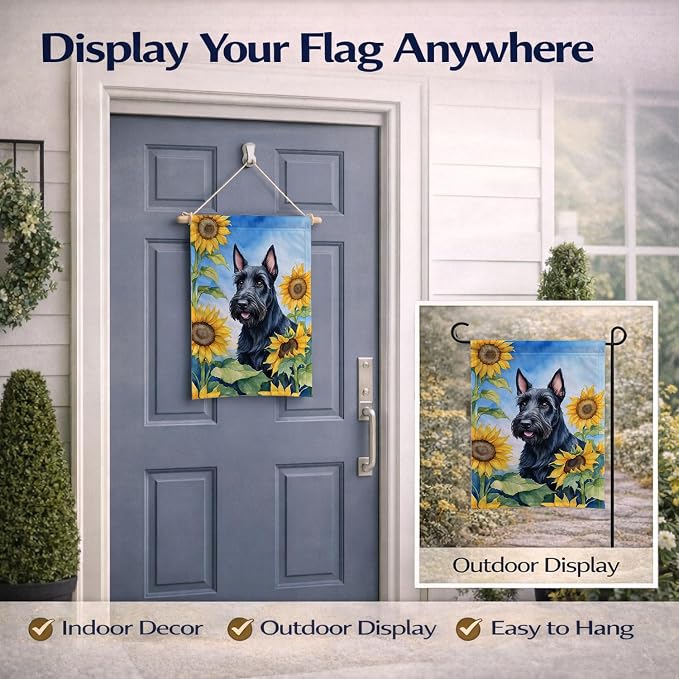 Caroline's Treasures DAC6158GF Scottish Terrier in Sunflowers Garden Flag Mailbox Flag Decorative Yard Flag Banner Outside Patio Artwork Yard Flower Beds, Garden Size, Multicolor
