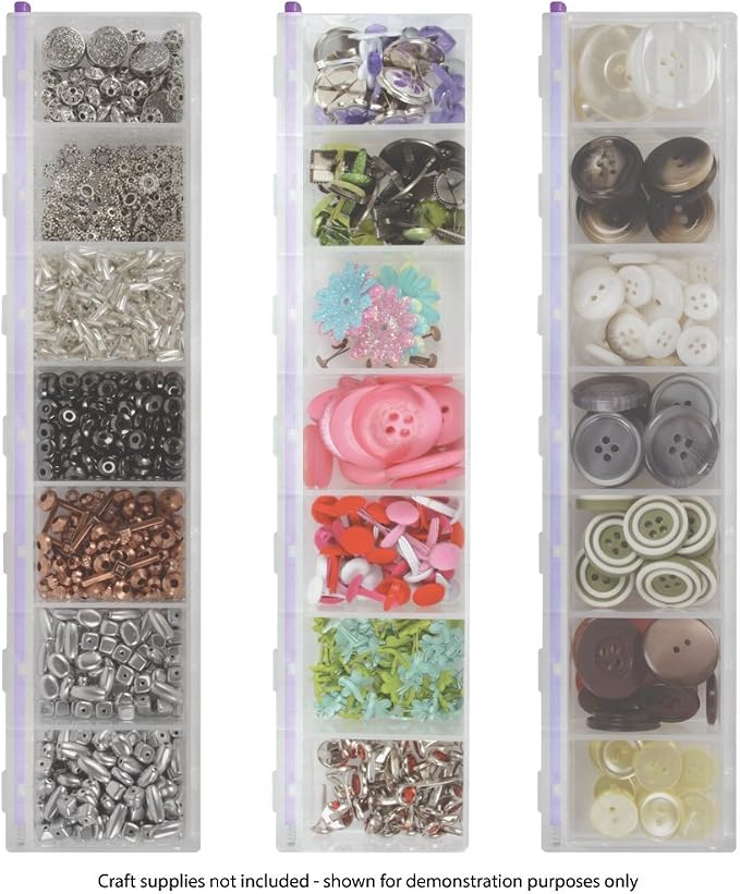 Craft Mates Bead Organizer, 7 Locking Compartments, Plastic Storage (2XL) | Clear Plastic Storage for Buttons, Pins, Jewelry, Diamond Art & Craft Supplies, Large Portable Organizer for Crafters