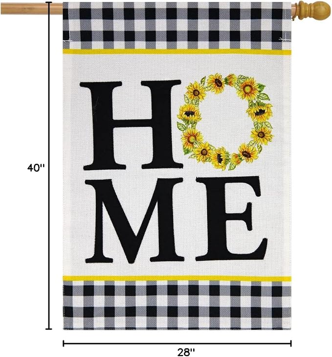 Sunflower Wreath Fall Burlap House Flag 28" x 40" Briarwood Lane