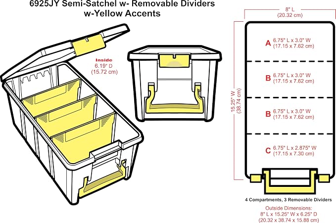 ArtBin 6925JY Semi Satchel with Yellow Accents Storage Container, Clear (Pack of 4)