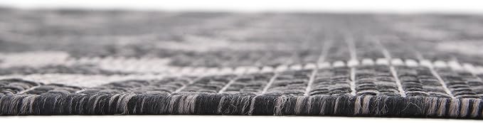 Unique Loom Outdoor Trellis Collection Area Rug (9' x 12' Rectangle, Black/ Ivory)