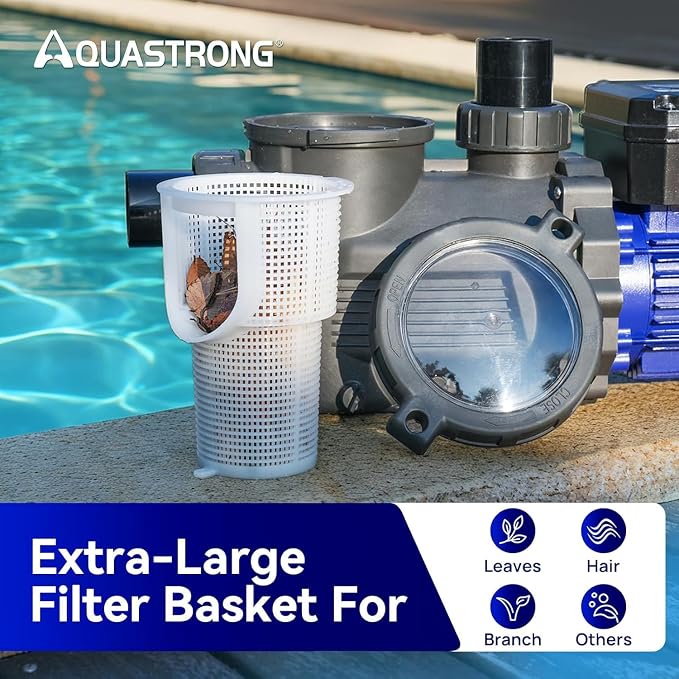 Aquastrong 2HP In/Above Ground Pool Pump, Dual Speed with Timer, 115V, 5186GPH, High Flow Self Primming Swimming Pool Pump,Black