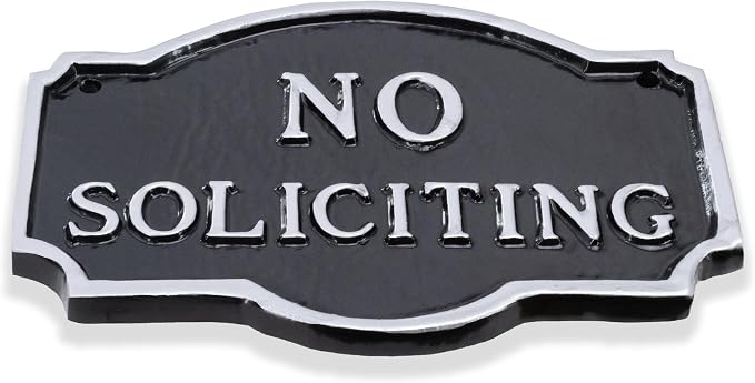 10" x 15" Standard Montague No Soliciting Statement Plaque Sign - Black/Silver