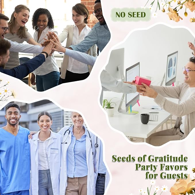 Chuangdi 50 Sets Seeds of Gratitude Seed Packets Bulk Wildflower Party Favors Self Adhesive Paper Empty Envelope with Thank You Tags Thank You Gifts for Baby Shower Wedding Party Guests (No Seed)