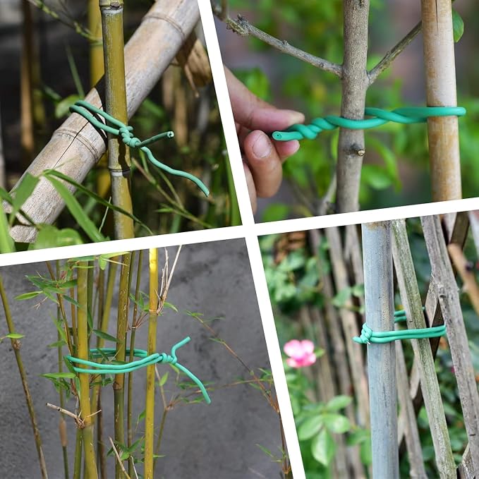 PGarden-EZ Heavy Duty Garden Plant Ties, 250 Feet Soft Twist Ties for Vines Tomatoes, Thick Green Zip Ties for Climbing Plants and Garden Twine