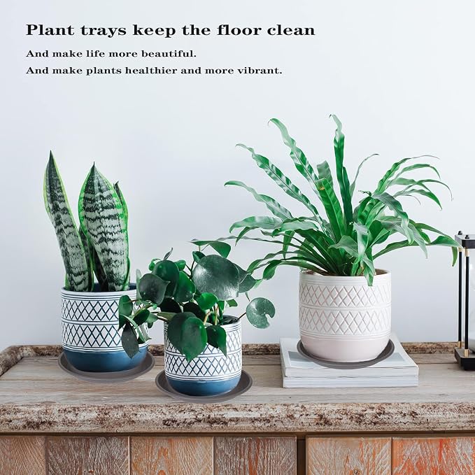 2 Pack of 16 inch Plant Saucer, Large Plant Tray, Heavy Sturdy Plant Drainage Tray for Indoors, Bird Bath Bowls, Sturdy 18 inch Plastic Pot Tray for Planter (Brown)