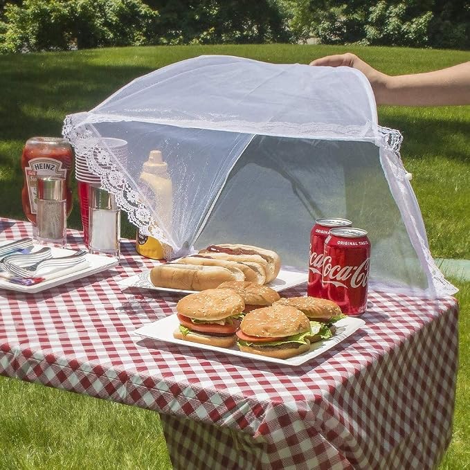 6 Pack Colored Mesh Food Cover Tents by Winknowl, Reusable and Collapsible Large 17" Pop-Up Food Net Protector Umbrella for BBQ, Picnics, Parties, Outdoor