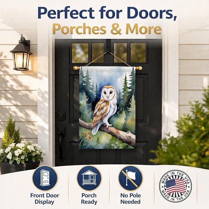 Caroline's Treasures Barn Owl House Flag Large Porch Sleeve Pole Decorative Outside Yard Banner Artwork Wall Hanging, Polyester, House Size, Multicolor