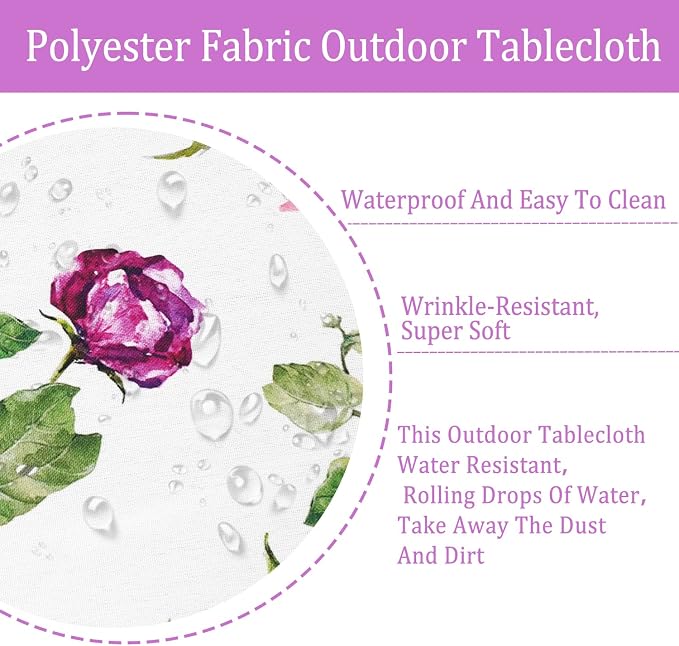 Round Outdoor Tablecloth with Umbrella Hole Umbrella Tablecloth Patio Tablecloths with Zipper for Courtyards, Terraces, and Beaches 60 in
