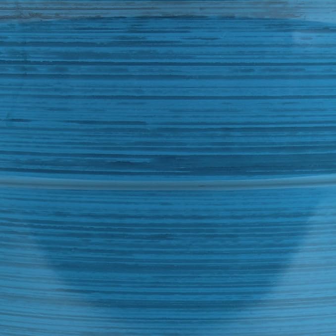 Garden Elements Indoor/Outdoor Glazed Brushed Happy Plastic Planter, Large, Dark Blue, 15"