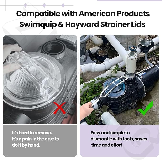 Pool Pump Lid Removal Wrench Tool 110 for Swimqu-IP & Hayward Strainer | Strainer Pump Lid Removing Tool - 14'' X 2.7'' X 0.5'' Compatible with American Products Strainer Replacement - U79-11