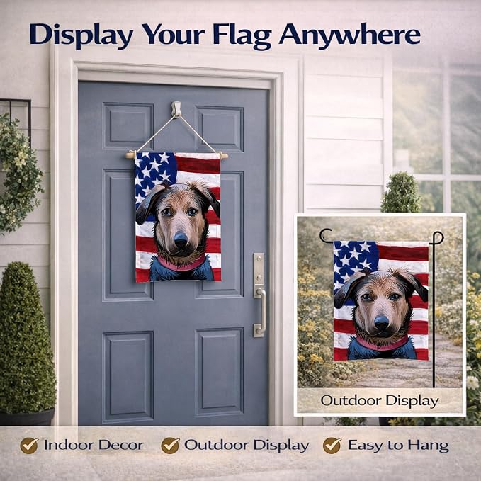 Caroline's Treasures CK6562GF Huntaway Dog American Flag Garden Flag Mailbox Flag Decorative Yard Flag Banner Outside Patio Artwork Yard Flower Beds, Garden Size, Multicolor