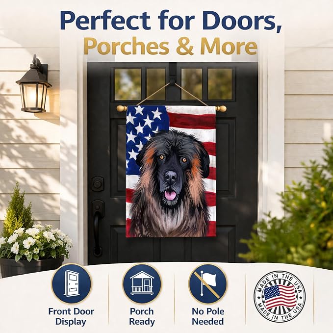 Caroline's Treasures CK6518CHF Estrela Mountain Dog American Flag House Flag Large Porch Sleeve Pole Decorative Outside Yard Banner Artwork Wall Hanging, Polyester, House Size, Multicolor