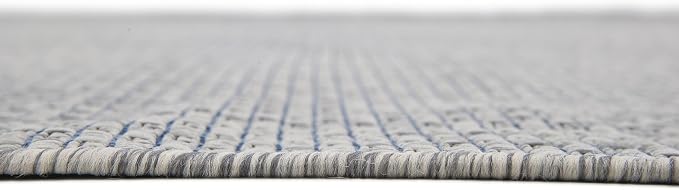 Unique Loom Collection Casual Transitional Solid Heathered Indoor/Outdoor Flatweave Area Rug (9' x 12' Rectangle, Light Gray/Ivory)