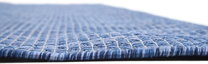 Unique Loom Collection Casual Transitional Solid Heathered Indoor/Outdoor Flatweave Area Rug (9' x 12' Rectangle, Blue/Navy Blue)