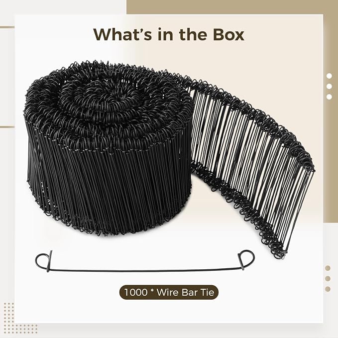 1000 PCS Double Loop Rebar Ties, 6-inch 16 Gauge Galvanized Iron Wire Bar Ties, Automatic Rebound Rebar Wire Ties, Reinforcing Metal Ties, Twist to Bundle and Secure Rebars, Pipe Rolls (Black)