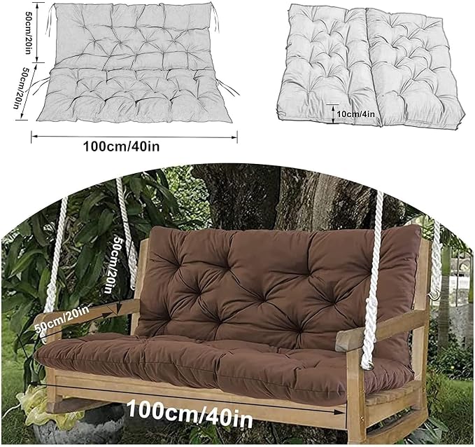 Swing Cushion Replacement Outdoor Porch Waterproof Bench Cushion 2-3 Seater Washable Bench Replacement Cushions for Outdoor Patio Porch Swing Cushions