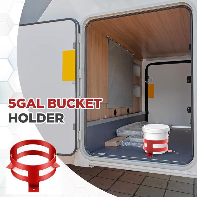 1 Pcs 5 Gallon Bucket Holder 11.6 x 6.5 Inch Red Bucket Holder Mount for RV, Truck, Cart