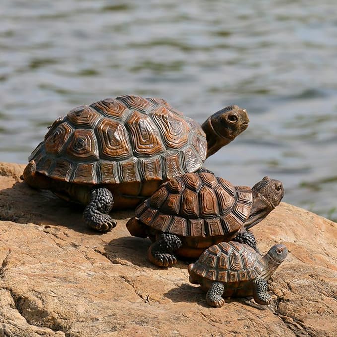 Danmu 1Pc of Polyresin Tortoise Statue Garden Statues, Outdoor Statues, Garden Ornaments, Yard Statue Decor (M 7 4/5" x 5 1/2" x 3 9/10")