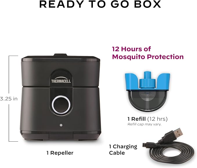 Thermacell Mosquito Repellent Radius Zone, Gen 2.0, Rechargeable; Includes 12-Hour Mosquito Repellent Refill; No Candle or Flame, Easy to Use & Long Lasting; Bug Spray Alternative