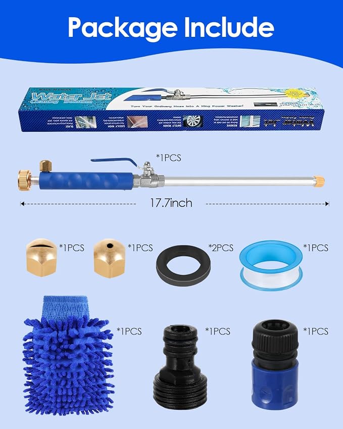 Upgraded Jet Nozzle for Garden Hose 2-in-1 Jet Nozzle High Pressure Hose Nozzle with 2 Different Nozzles and Hose Quick Connectors for Car Pet Garden Cleaning